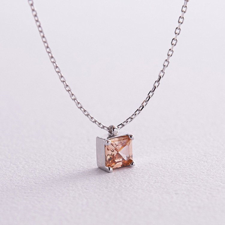 Золотое колье "Альма" (оранжевый фианит) кол02372 от ювелирного магазина Оникс