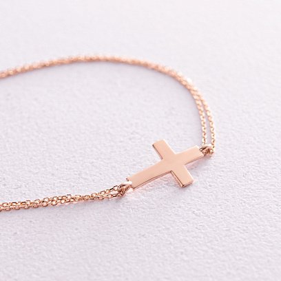 Золотий браслет з хрестиком б02947 №3