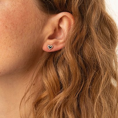 Золоті сережки - пусети "Сердечка" з діамантами і сапфірами сб0432ca №6