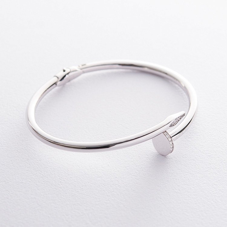 Золотий браслет "Цвях" з фіанітами б02097 від ювелірного магазину Онікс