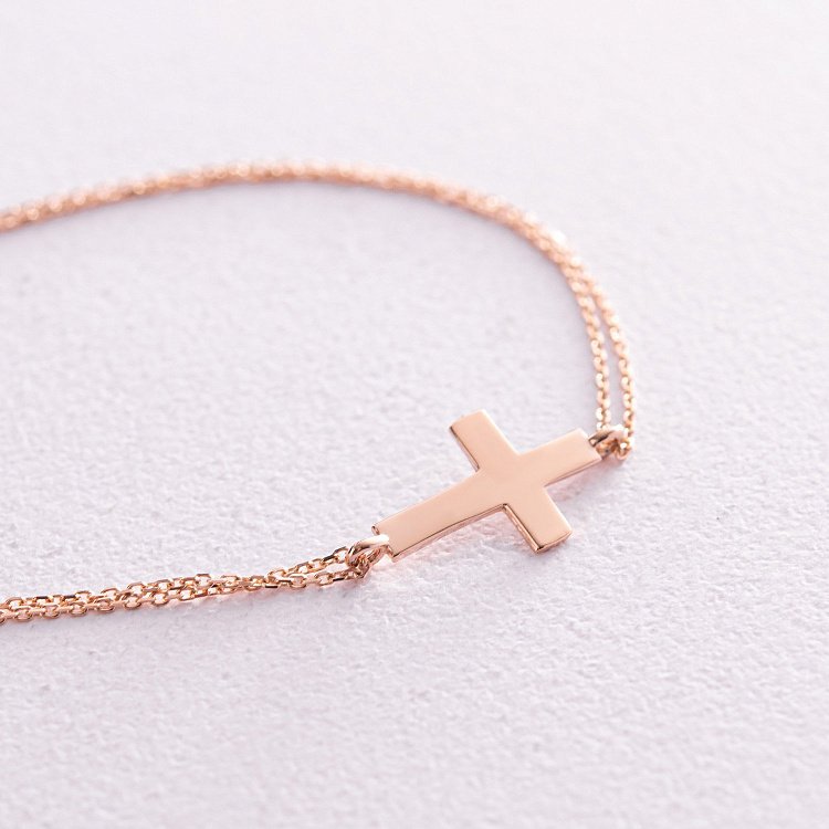 Золотий браслет з хрестиком б02947 від ювелірного магазину Онікс - 2