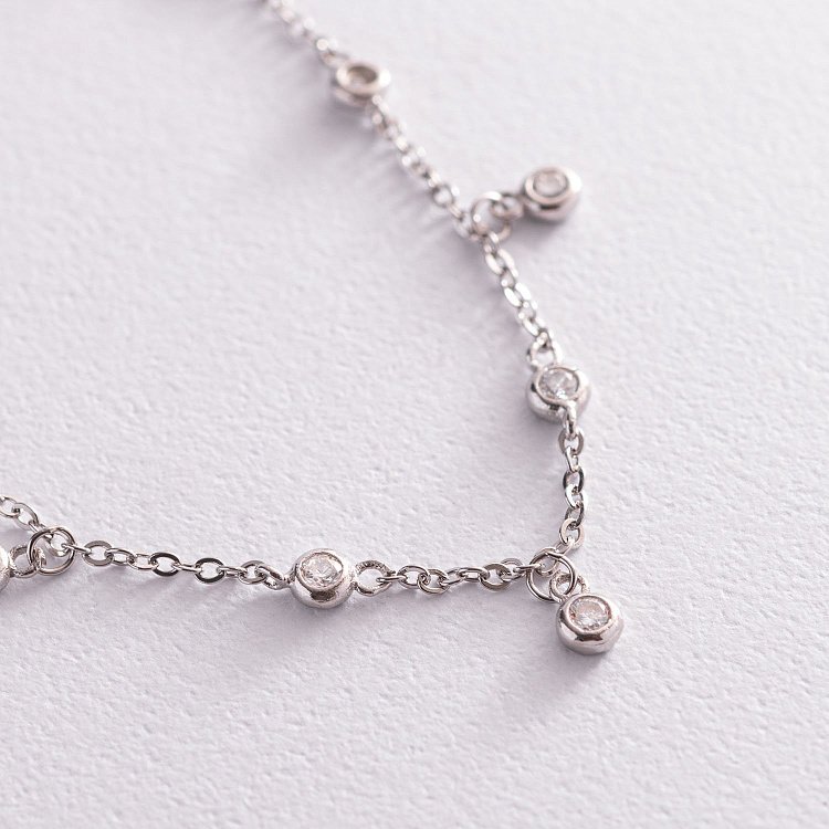 Срібний браслет з білими фіанітами на ногу 141570 від ювелірного магазину Онікс - 2