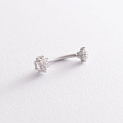 Срібний пірсинг в пупок "Квіточки" 26010