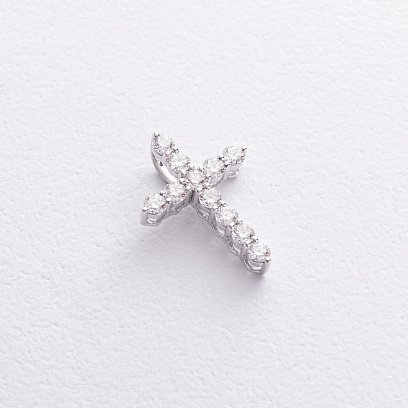 Крестик с бриллиантами в белом золоте пб0361lg