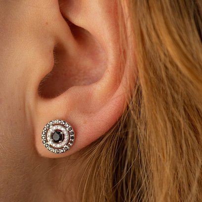 Сережки - пусети з діамантами (біле золото) 322231121 №4