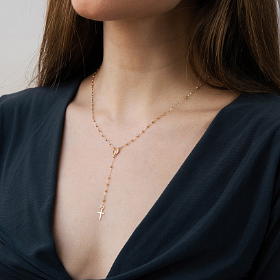 Золоте кольє "Розарій" з хрестиком і ладанкою кол01154 №4