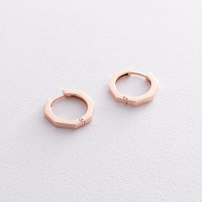 Серьги - кольца "Геометрия" в красном золоте с08571 №3