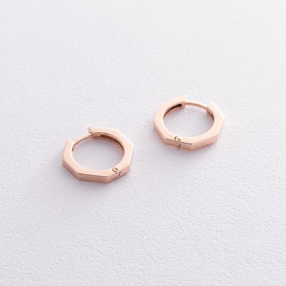 Серьги - кольца "Геометрия" в красном золоте с08571 №3