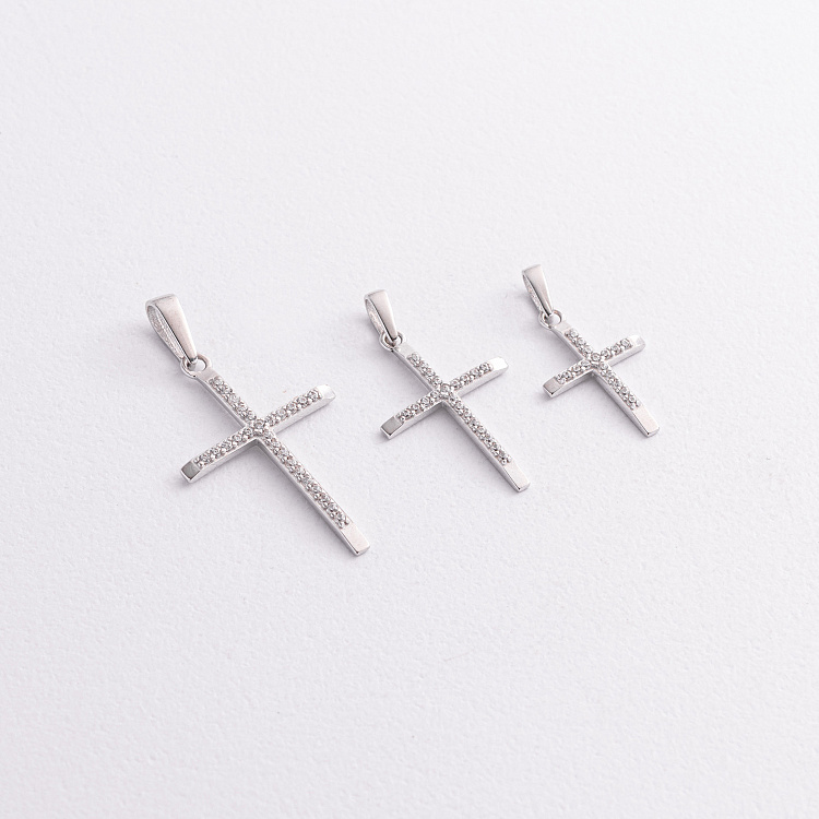 Крестик в белом золоте (фианиты) п04058 от ювелирного магазина Оникс - 2