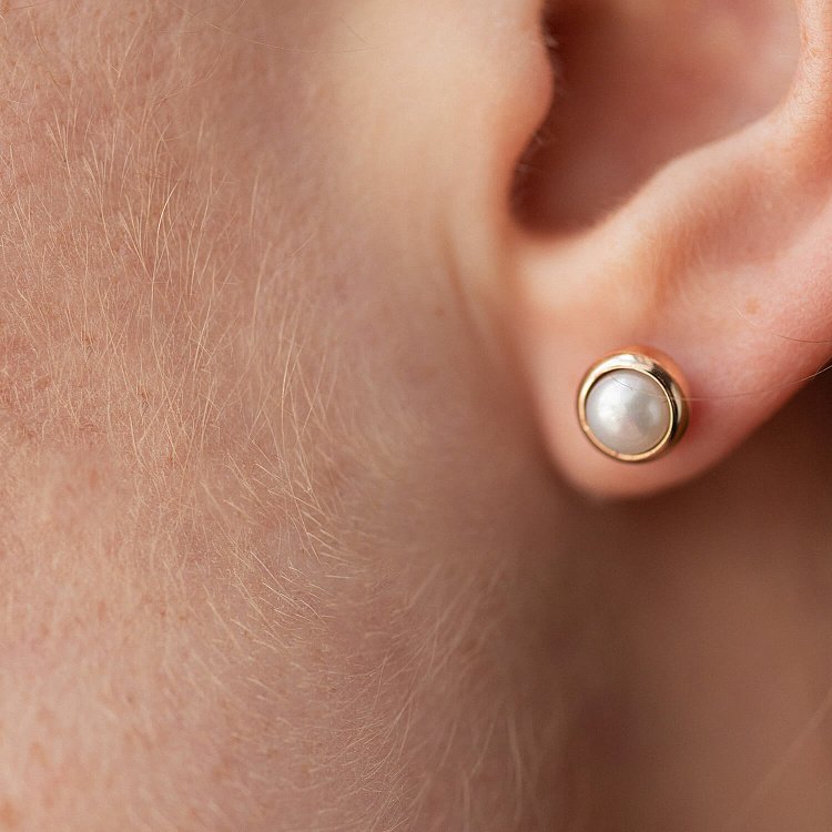 Серьги - пусеты с жемчугом (красное золото) с08503 от ювелирного магазина Оникс - 6