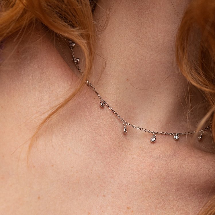 Срібне кольє з фіанітами 18809 від ювелірного магазину Онікс - 3