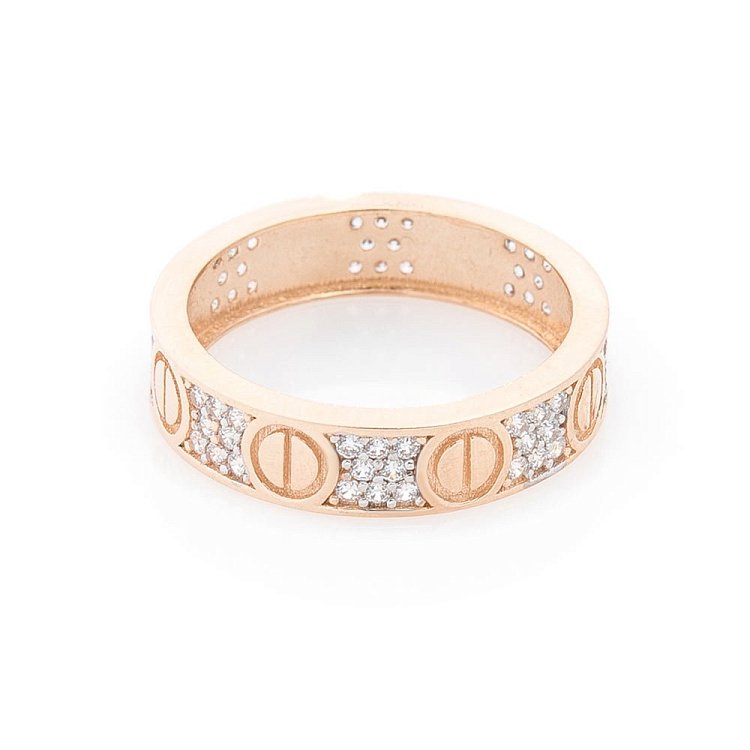 Золотое кольцо с фианитами к05615 от ювелирного магазина Оникс - 1