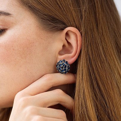 Серебряные серьги с синими фианитами 172с №2