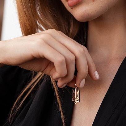 Золотой кулон "Герб Украины - Тризуб" п03703 №4