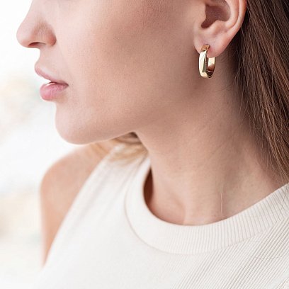 Золоті сережки "Кільця" з фіанітами, діаметр: 17 мм с05226 №8