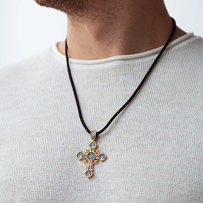 Серебряный крест с позолотой 131669 №2