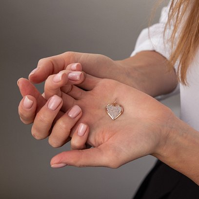 Золотий кулон "Сердечко" з фіанітами п03015 №2