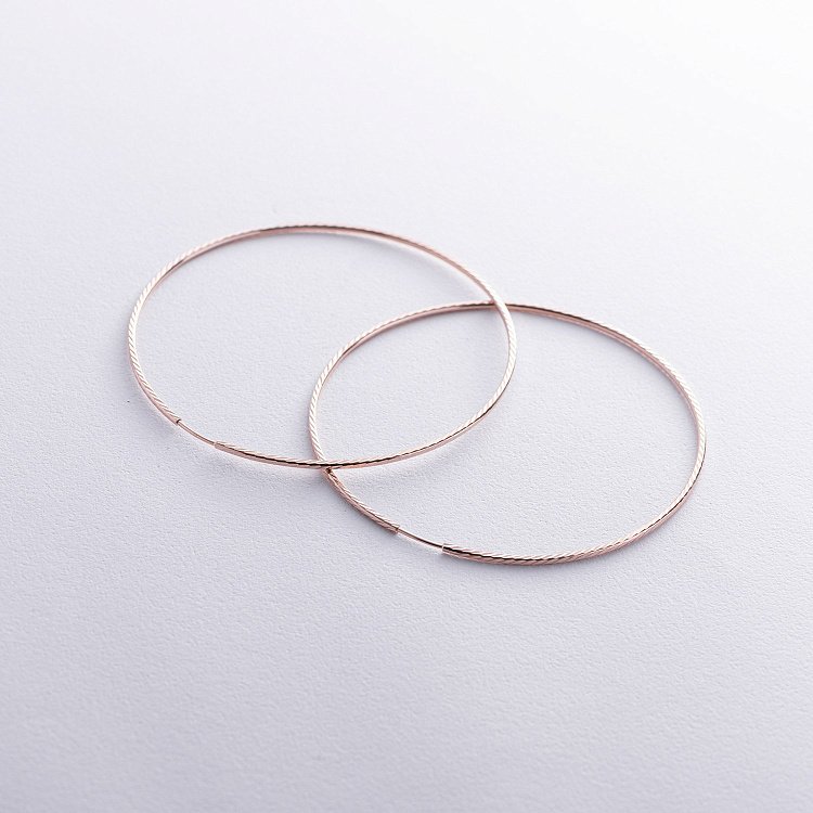 Серьги - кольца в красном золоте (6.8 см) с05695 от ювелирного магазина Оникс