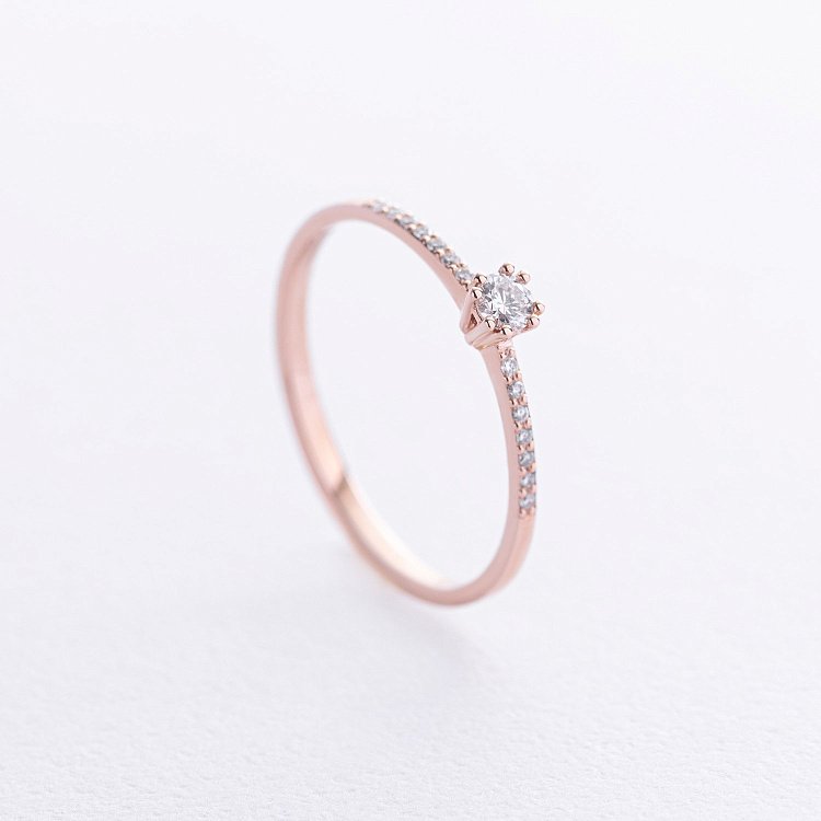 Заручальна каблучка з діамантами (червоне золото) 229402421 від ювелірного магазину Онікс