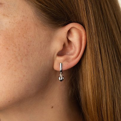 Сережки "Сердечки" у білому золоті с08388 №2