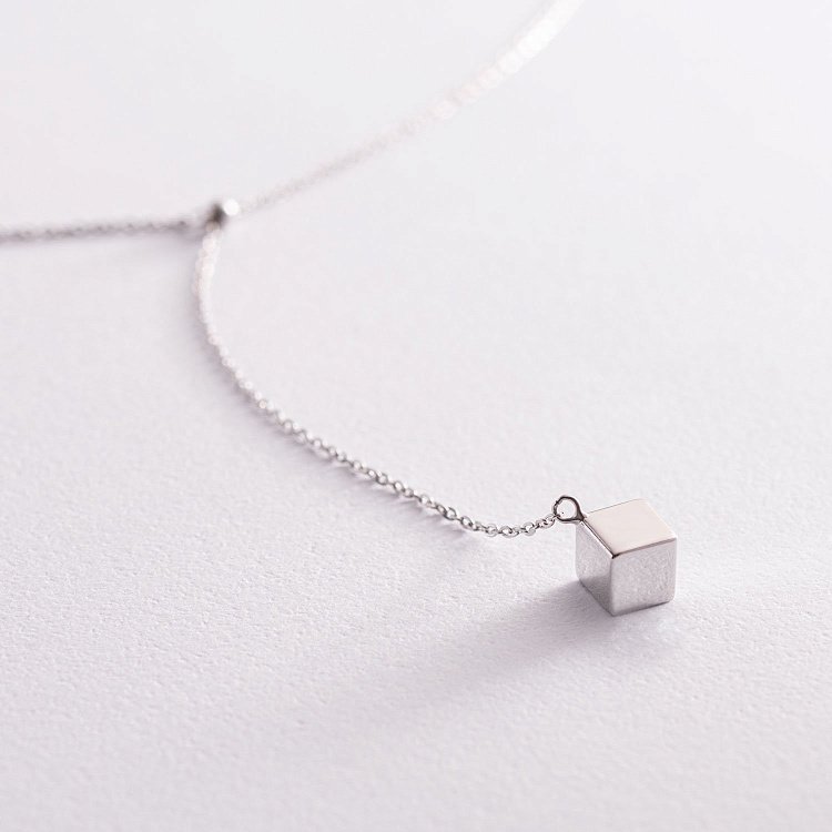 Кольє з кубиком в білому золоті 860355В від ювелірного магазину Онікс - 3