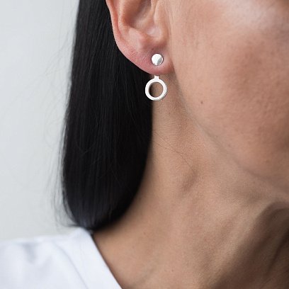 Серебряные серьги-пусеты "Оригинальность" 122508 №6