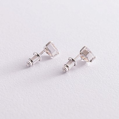 Срібні сережки - пусети "Трикутники" (фіаніт) 12659 №6