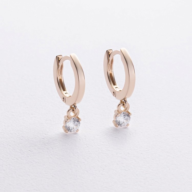 Серьги в желтом золоте (фианиты) с09191 от ювелирного магазина Оникс