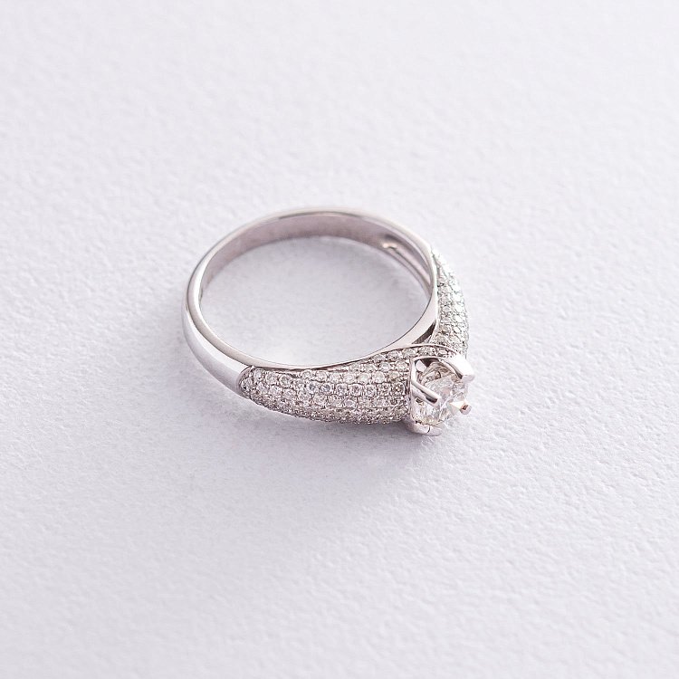 Каблучка в білому золоті з діамантами кб0100he від ювелірного магазину Онікс - 2