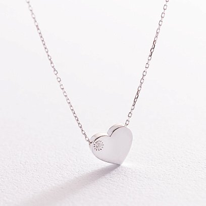 Золотое колье "Сердце" с бриллиантом колб0062y