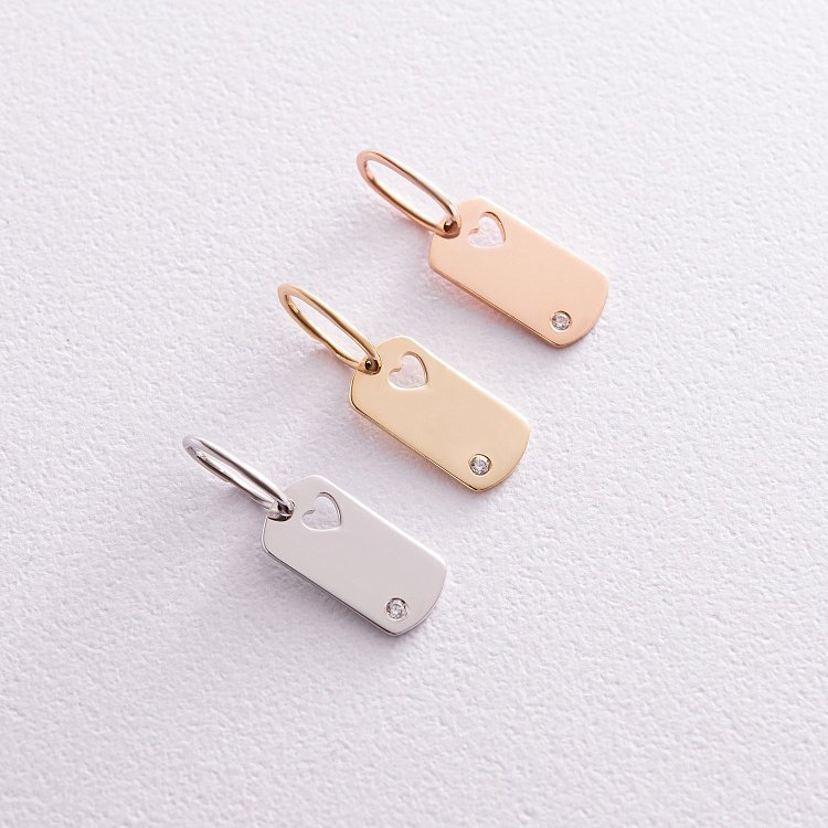 Кулон "Сердечко" для гравировки (белое золото) п03268 от ювелирного магазина Оникс - 4