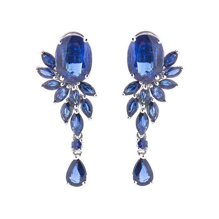 Золотые серьги-пусеты (кианит, сапфир) сб0258tk от ювелирного магазина Оникс