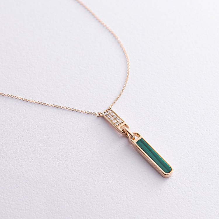 Золотое колье с бриллиантами и малахитом колб0103sc от ювелирного магазина Оникс