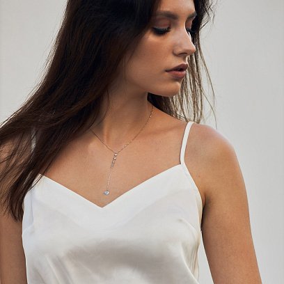 Кольє з білого золота з фіанітами кол01515 №8