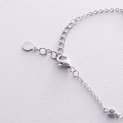 Срібне кольє з блакитними фіанітами 141638 №3