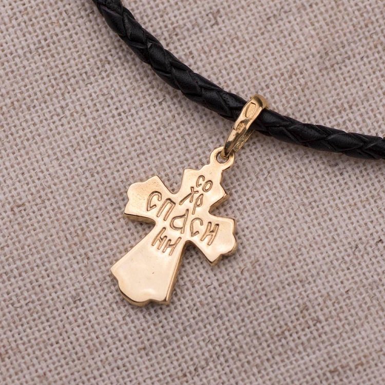 Срібний дитячий хрестик "Розп'яття. Спаси і Збережи" з позолотою 131803 від ювелірного магазину Онікс - 7