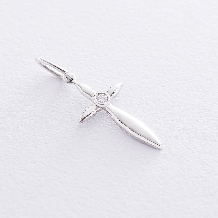 Золотий хрестик з діамантом пб0015 від ювелірного магазину Онікс