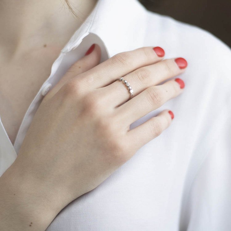 Серебряное кольцо "Кубизм" 112146 от ювелирного магазина Оникс - 1