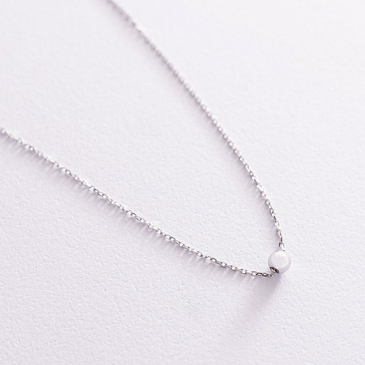 Кольє "Кулька" у білому золоті (4 мм) кол02136 від ювелірного магазину Онікс - 2