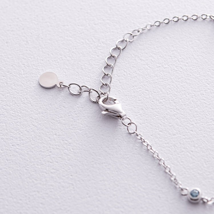 Срібне кольє з блакитними фіанітами 141638 від ювелірного магазину Онікс - 2