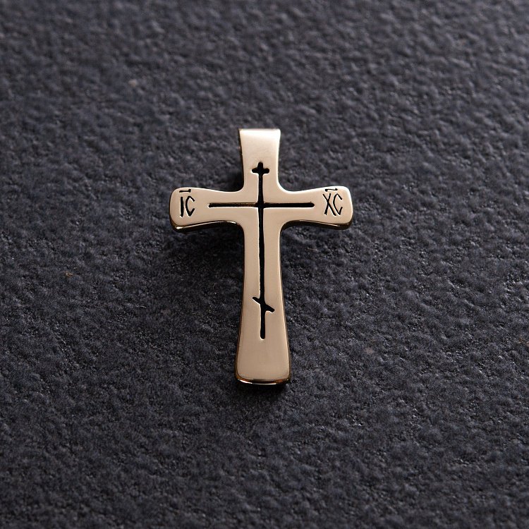 ﻿ Хрестик у жовтому золоті (чорніння) п03875 від ювелірного магазину Онікс