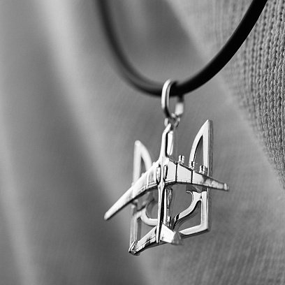 Срібний кулон "Герб України - Тризуб. Літак" 133129 №2