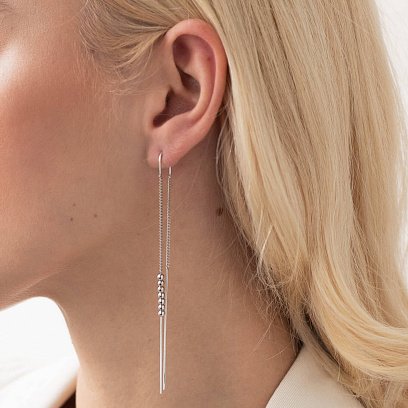 Висячие серьги "Шарики" в серебре 123171 №3