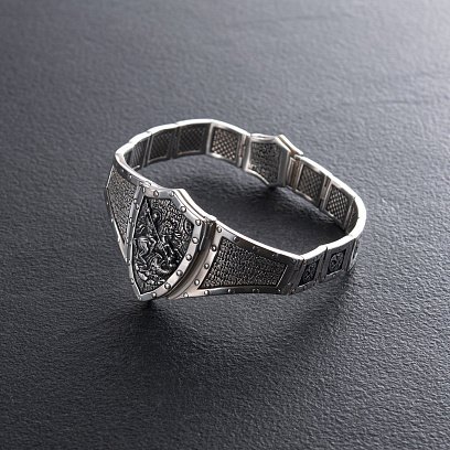 Серебряный браслет "Георгий Победоносец" 030