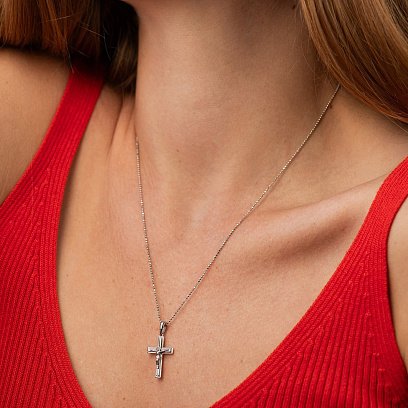 Золотой крестик "Распятие. Спаси и Сохрани"  (на укр. языке) п03988 №2