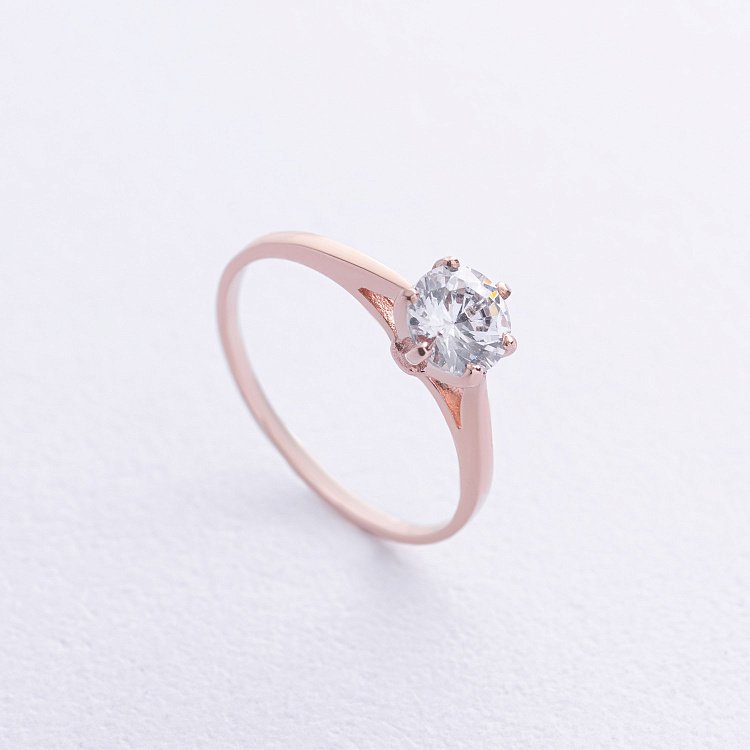 Заручальна золота каблучка з фіанітом к08060 від ювелірного магазину Онікс - 2