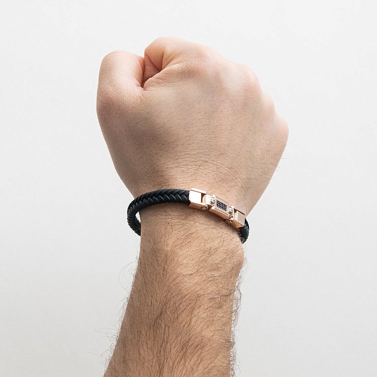 Каучуковий браслет з червоного золота (фіаніти) ﻿б03994 від ювелірного магазину Онікс - 1