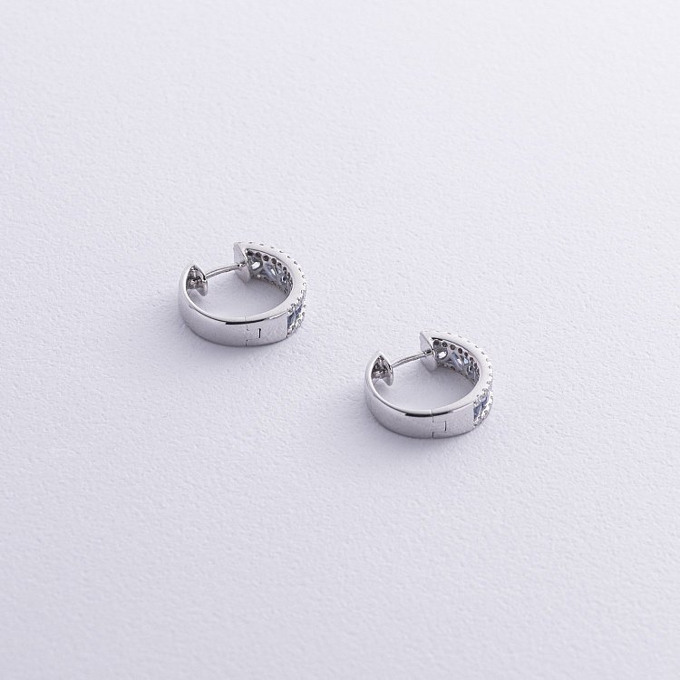 Золоті сережки - кільця (діаманти, сапфіри) сб0503nl від ювелірного магазину Онікс - 4