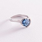 Золотое кольцо с топазом Лондон голубой и бриллиантами C01157R от ювелирного магазина Оникс - 4