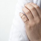 Золотое двойное кольцо с фианитами к05261 от ювелирного магазина Оникс - 4